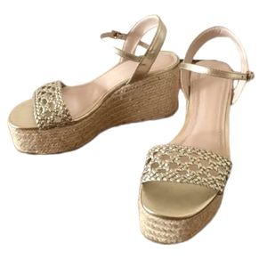 BRAND NEW Chrome Leather Espadrilles